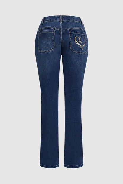 Women’s High-Waist Wide-Leg Vintage Wash Jeans