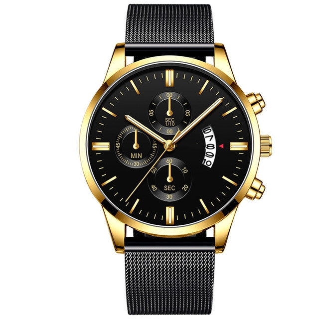 Men’s Luxury Business Quartz Watch – Mesh Band Design