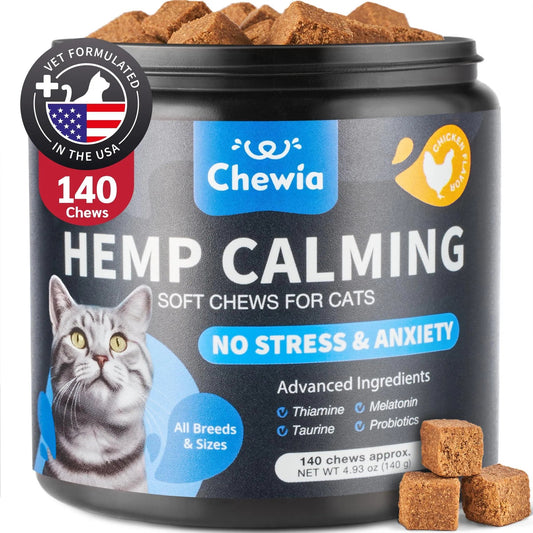 Cat Calming Treats – Hemp & Melatonin Soft Chews with Probiotics for Anxiety Relief
