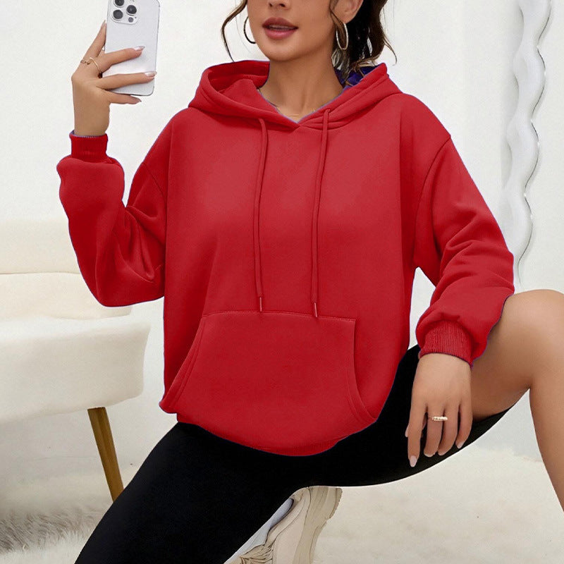 Women’s Loose Fit Drawstring Sweatshirt with Pockets