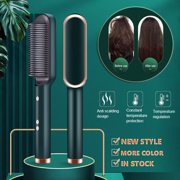 2-in-1 Hair Straightener & Curling Hot Comb – Electric Hair Brush