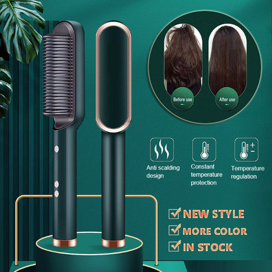 2-in-1 Hair Straightener & Curling Hot Comb – Electric Hair Brush