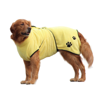 Soft Coral Fleece Pet Bathrobe – Absorbent Embroidered Pajamas for Dogs & Cats