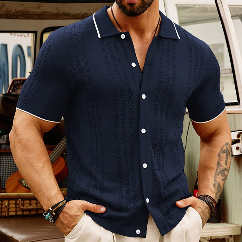 Men’s Short-Sleeve Polo Shirt – Summer Button Lapel Top, Fashion & Business Casual