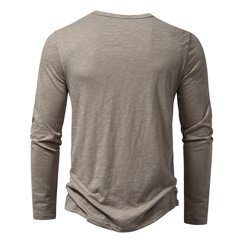Men’s Solid Color Long Sleeve T-Shirt – Casual Pullover Top