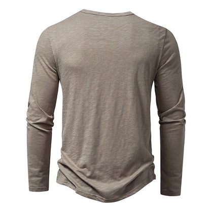 Men’s Solid Color Long Sleeve T-Shirt – Casual Pullover Top