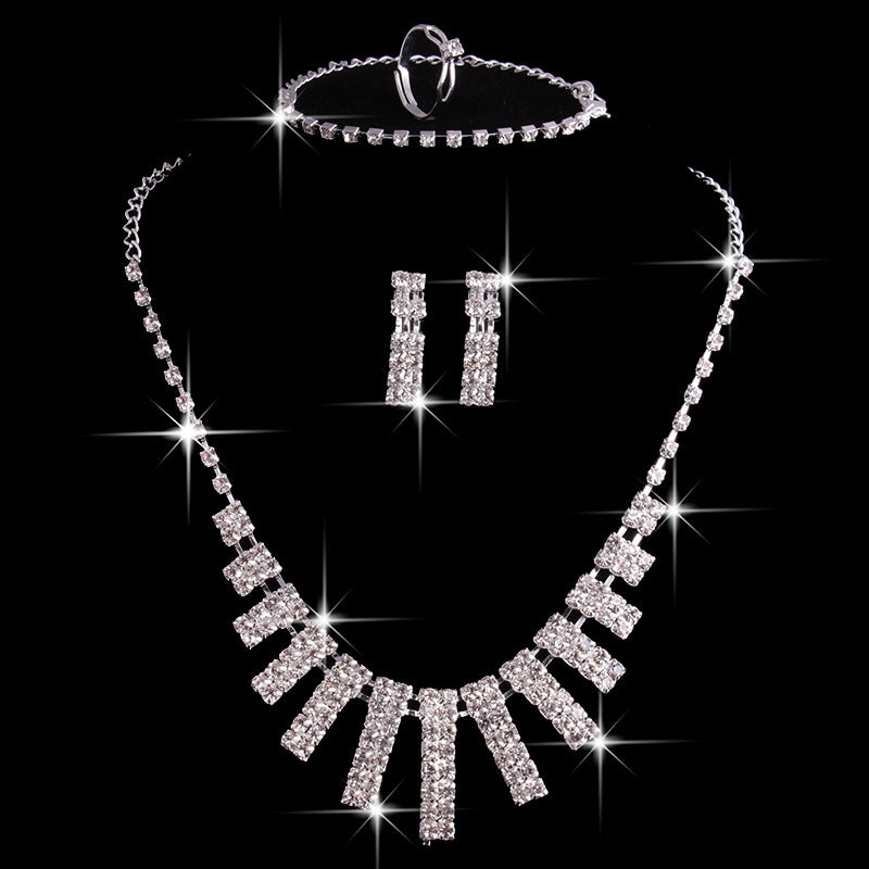 4-Piece Rhinestone Jewelry Set for Women