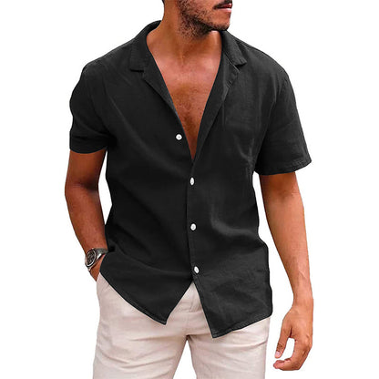 Men’s Casual Short Sleeve Button Down Beach Shirt for Summer