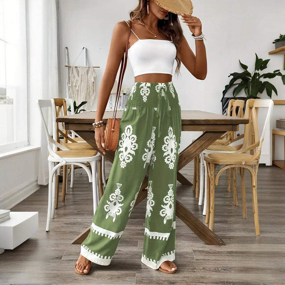 High Waist Wide Leg Pants – Geometric Print
