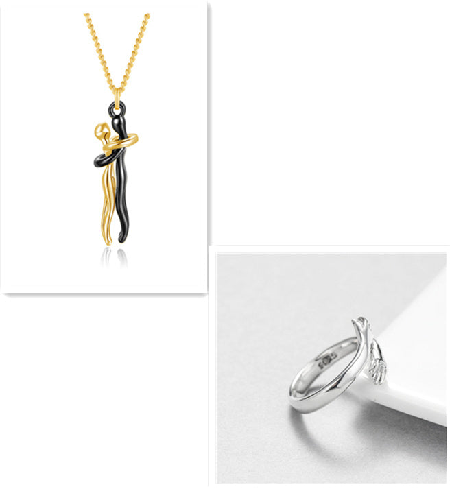 Love Hug Necklace for Couples – Unisex Jewelry Gift for Men and Women