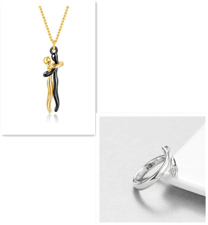 Love Hug Necklace for Couples – Unisex Jewelry Gift for Men and Women