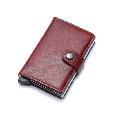 RFID Vintage Men’s Wallet – Aluminum Card Holder with Leather Cover