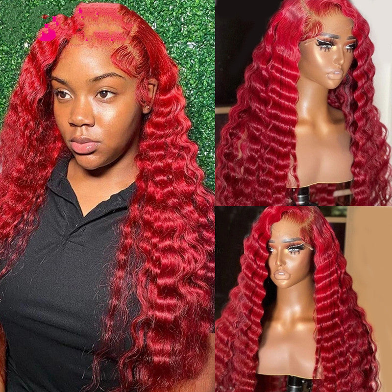 Red Deep Wave Human Hair Wig – Natural Look Headgear