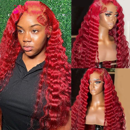 Red Deep Wave Human Hair Wig – Natural Look Headgear