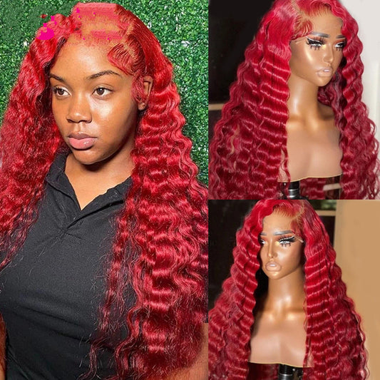 Red Deep Wave Human Hair Wig – Natural Look Headgear
