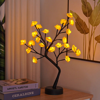 Flower Tree Rose Table Lamp – USB Fairy Night Light for Home & Gifts