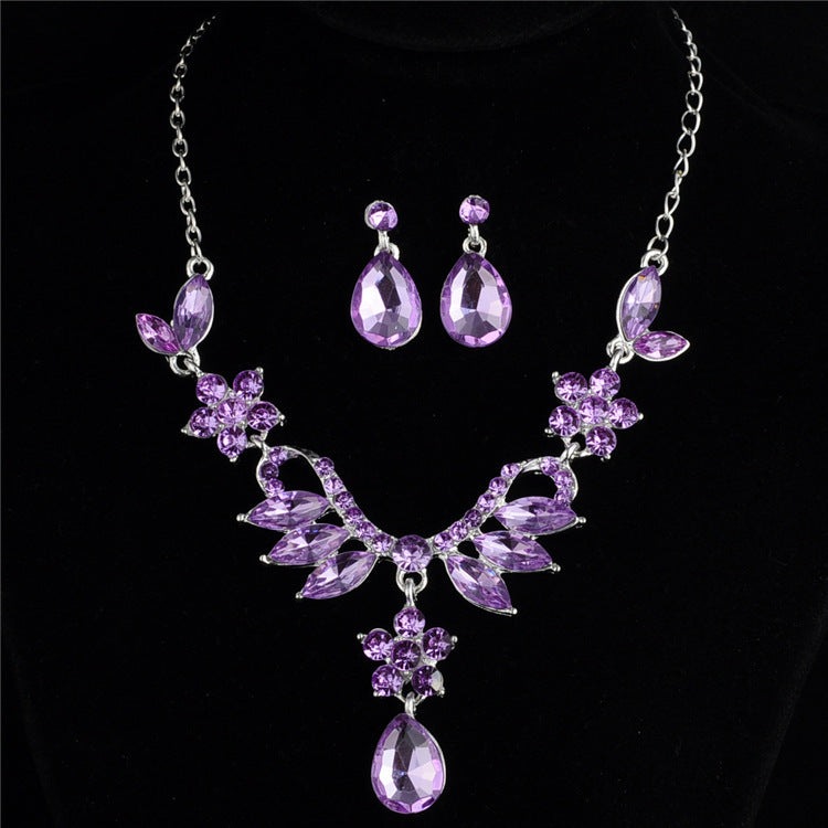 Alloy Diamond Bridal Necklace & Earrings Set