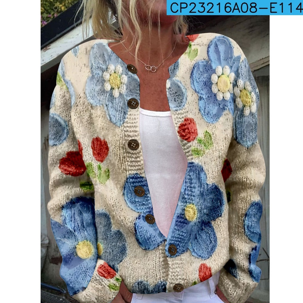 Women’s 3D Printed Knit Cardigan