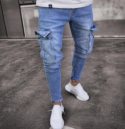 Men’s Cargo Hole Jeans – Casual Denim Pants