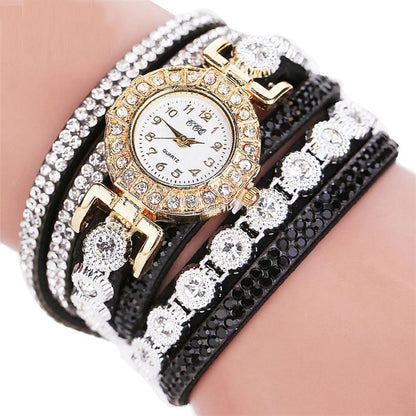 Women’s Quartz PU Leather Rhinestone Watch – Bracelet Style