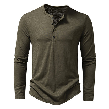 Men’s Solid Color Long Sleeve T-Shirt – Casual Pullover Top
