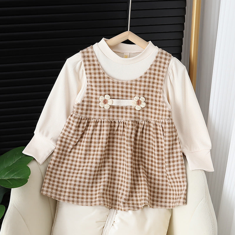 Baby Girl Round-Neck Long Sleeve Dress Suit