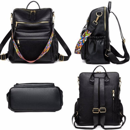 PU Leather Backpack – Stylish Casual Travel Bag for Women