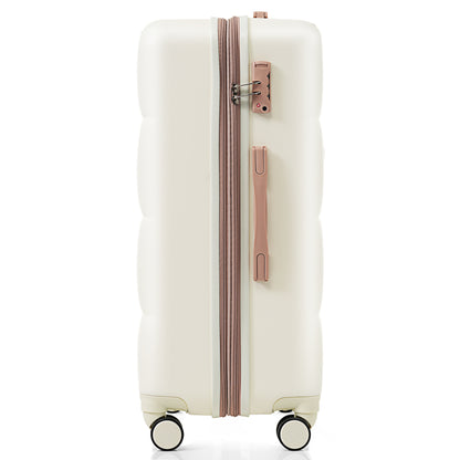 4-Piece Luggage Set with USB Port & Spinner Wheels – Beige