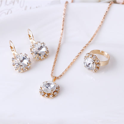 Europe & America Round Crystal 3-Piece Jewelry Set