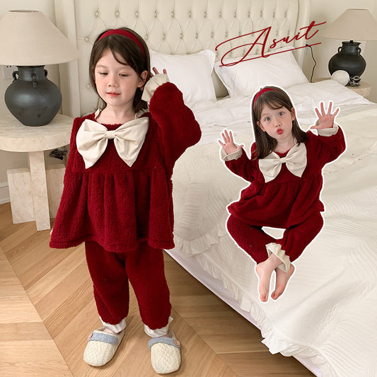 Coral Velvet Princess Two-Piece Homewear – Little Girl Set