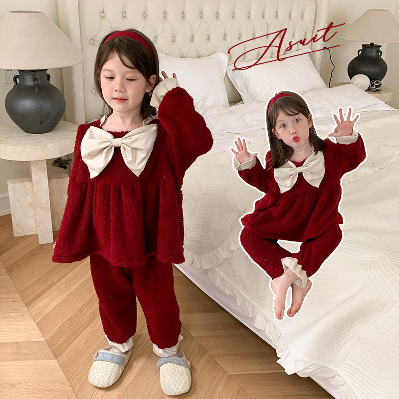 Coral Velvet Princess Two-Piece Homewear – Little Girl Set