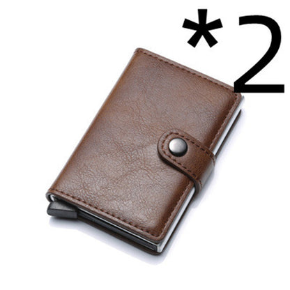 RFID Vintage Men’s Wallet – Aluminum Card Holder with Leather Cover