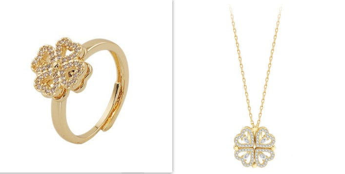 Women’s Zircon Four-leaf Clover Necklace – Multi-Wear Detachable Clavicle Chain