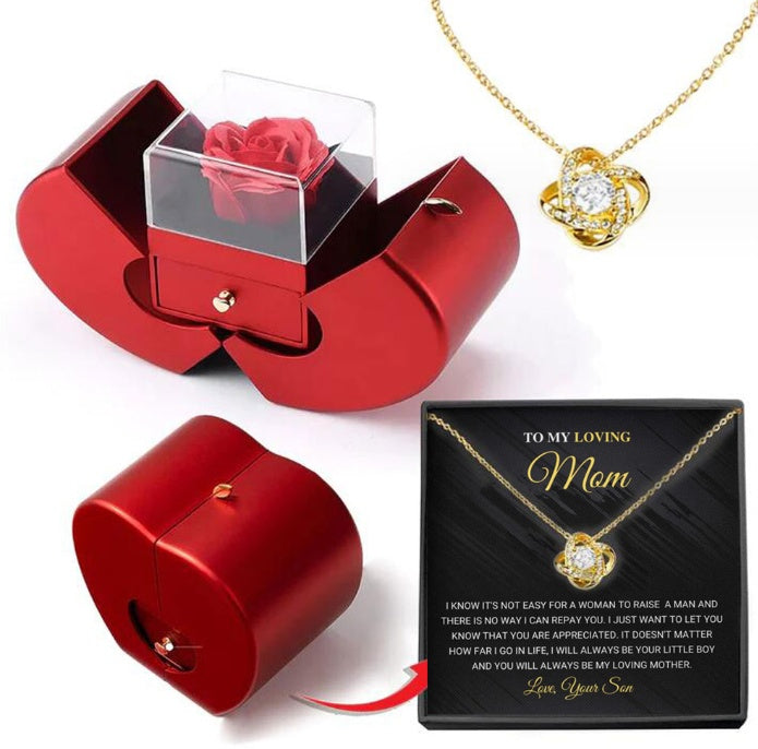Red Apple Jewelry Box – Eternal Rose Gift for Women