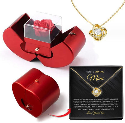 Red Apple Jewelry Box – Eternal Rose Gift for Women