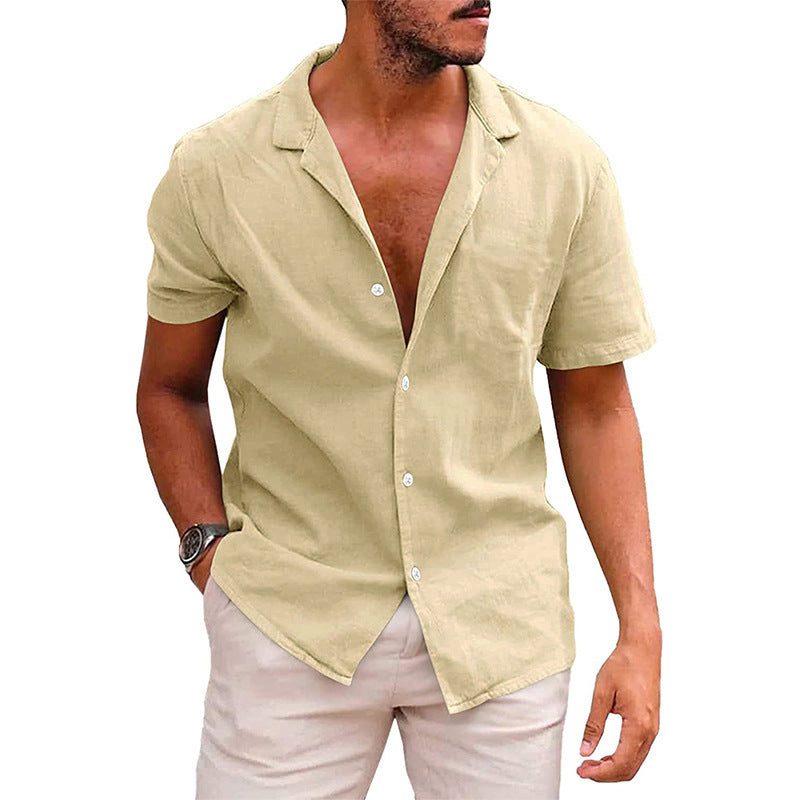 Men’s Casual Short Sleeve Button Down Beach Shirt for Summer