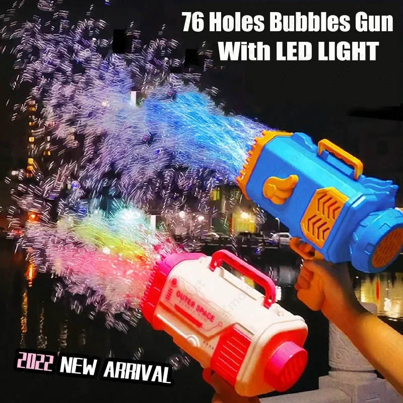 Rocket Bubble Gun – 69 Holes Automatic Bubble Machine with Lights