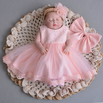 Baby Girls Winter Princess Dress with Lotus Design