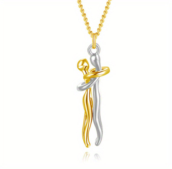 Love Hug Necklace for Couples – Unisex Jewelry Gift for Men and Women