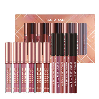 12-Pcs Lipstick & Lip Liner Set – Waterproof Long-Lasting Matte Makeup