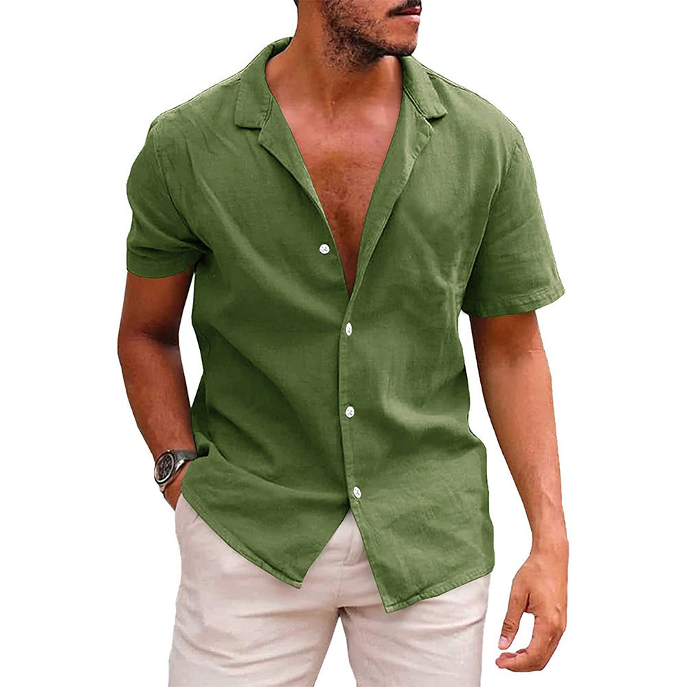 Men’s Casual Short Sleeve Button Down Beach Shirt for Summer