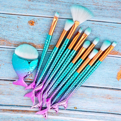 11Pcs Mermaid Makeup Brushes Set