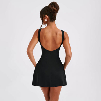 Women's Sexy Slim Backless Sleeveless Mini Dress