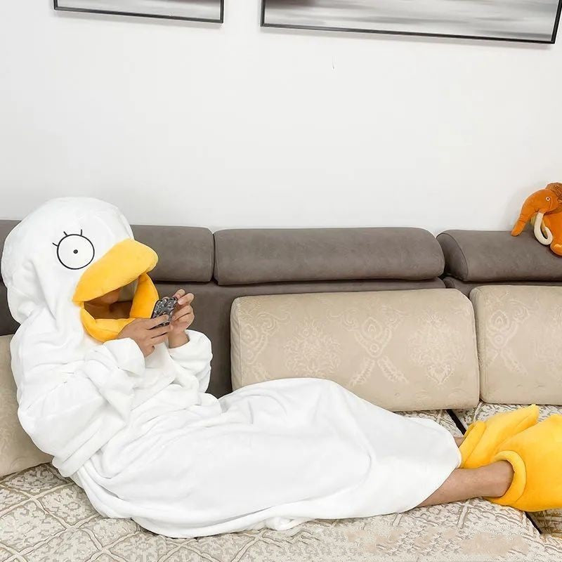 Winter Duck Onesie Pajamas – Funny Cozy Sleeping Bag for Men & Women