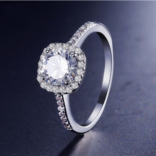 Silver Cubic Zirconia Engagement Ring