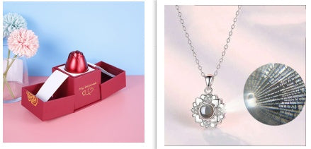 Valentine’s Day Metal Rose Jewelry Box – Necklace Gift