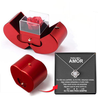 Red Apple Jewelry Box – Eternal Rose Gift for Women