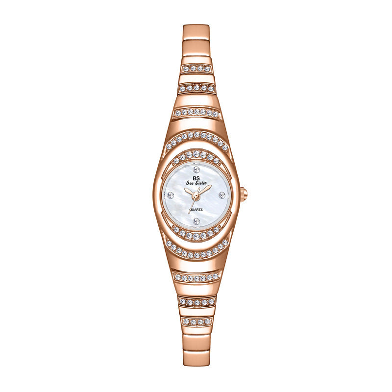 Ladies Gold Diamond Watch – Full Rhinestone Bracelet