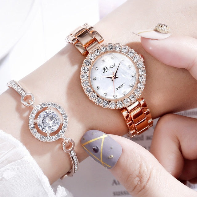 Women’s Luxury Quartz Watch & Bangle Set