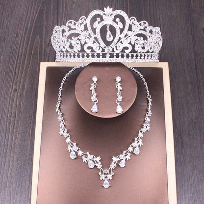 Bridal Rhinestone Crown & Necklace Set